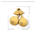 Detailed view of cherry-shaped gold stainless steel pendant with size and weight info - Gold Hammered Cherry