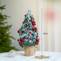Mini 40cm snowy Christmas tree variant with red berries and burlap wrapped base - Large (40CM)