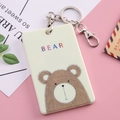 Tarjetero de oso animado con llavero metálico para tarjetas de identificación - Oso