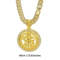 60cm hip hop gold spinning dollar sign pendant necklace with crystal cuban chain - Gold with 60cm Cuban Chain