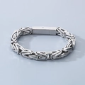 Silver Byzantine stainless steel chain bracelet for men with rectangular clasp - Steel / 22cm(8mm)