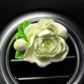 Jasmine flower car air vent freshener with white ceramic petals and green leaves - Unscented / Green