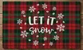 Detail of red and green buffalo plaid Christmas doormat with Let it Snow and snowflakes - 40*60cm / Christmas Decor-Red Green Plaid