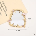 Miroir à main Y2K en métal doré irrégulier avec gemmes de cœur roses en 6x5,3cm - D2802 Miroir Gemme Carré / Doré