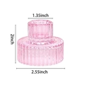 Pink fluted glass candle holder with 2-inch height and 2.55-inch base diameter - Diamond Ribbed Style / Pink
