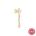 Clou d'oreille en argent S925 doré avec zircon géométrique cerf-volant et petit diamant - Or #12