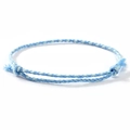 Handmade bohemian braided friendship bracelet in light blue and white cord with sliding knot - Light Blue Green White