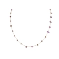 Close-up of gold chain necklace with natural purple amethyst raw gemstone chips - Purple Amethyst (Gold)