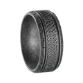 Vintage Viking stainless steel ring featuring Celtic knots and Nordic runes in aged silver - US 7 / Distressed Antique Silver