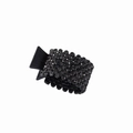 Detail of black alloy ponytail clip with pavé rhinestones and textured non-slip handle - Black