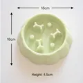 Light green slow feeder dog bowl with bone-shaped obstacles, 18cm diameter x 4.5cm height - PP / Light Green