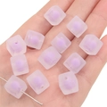 Frosted acrylic cube beads with purple core for DIY handmade jewelry and phone straps - 10Pcs/Pack / Matte Purple
