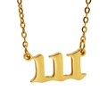 Golden Old English angel number 111 necklace in polished stainless steel finish - 111