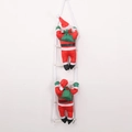 Set of two 25cm Santa Claus figurines climbing a white rope ladder festive hanging decoration - 25cm Two Person Ladder