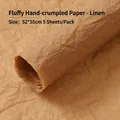 Linen color puffy hand-kneaded paper for floral wrapping, 52x55cm textured craft sheets - 52*55cm (5 Sheets/Pack) / Linen