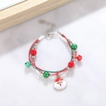 Adjustable Christmas themed braided bracelet with Santa Claus enamel charm and bells - Style G Smiling Santa