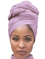Solid purple turban headscarf for women featuring a pleated wrap design and soft jersey fabric - One Size / Light Purple