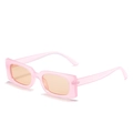 Vintage rectangle sunglasses with pink translucent frame and light orange lenses - Pink Frame / Pink Lens