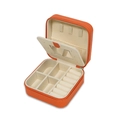 Orange portable mini jewelry box with mirror and velvet lining for rings and necklaces - Double Layer with Mirror-Hermes Orange