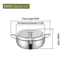 Freidora tempura de 20cm en acero inoxidable con termómetro y rejilla, capacidad 2,2L - Acero inoxidable 201 / Plata-20cm
