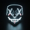 Halloween LED-masker met rode bloedspetters en wit oplichtend kruisogen ontwerp - Volwassene / Wit