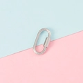 Detailed view of silver stainless steel screw shackle on dual-tone pastel background - Steel Color-Style 1