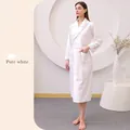 Women's pure white waffle robe featuring a kimono collar and matching waist tie - XL / Female Style / Pure White