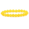 Vibrant yellow gemstone bead bracelet featuring 8mm round natural stone beads with polished finish - 8mm / Yellow Chalcedony