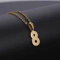 Collier minimaliste en acier inoxydable doré avec chiffre 8 et chaîne à maillons O - Chiffre 8