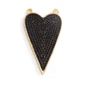 Golden heart charm connector with black micro-paved crystals for DIY jewelry making - Black-Long Heart