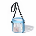 Transparent light blue PVC crossbody jelly bag with adjustable strap and front zipper - Blue