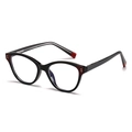 Gafas de ojo de gato con filtro de luz azul y montura de acetato negra y roja - C3 Montura Negra Lente Clara