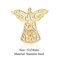 Detailed close-up of golden stainless steel cupid angel pendant with hollow wing design - Gold Hollow Large Angel-31x34mm