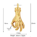Gold-plated OK gesture charm pendant for DIY jewelry, measuring 23mm in height - OK Gesture Smooth (L148658)