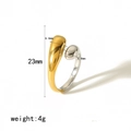 Minimalistischer zweifarbiger Edelstahlring in Tropfenform mit 18K Gold und Silberglanz - Zweifarbig Umarmende Wassertropfen (TR4047-M)