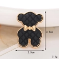 Detail of a black quilted bear charm with gold trim and bow for shoes and accessories - C471 Bowknot Bear Black