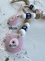Handwoven evil eye charm in pink with twine rope and white beads, length 18cm - Pink Round