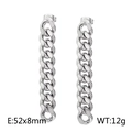 Punk-Stil Silberne Gliederkette Ohrringe aus Edelstahl mit Quasten-Tropfen-Design - 8mm / Stahlfarbe
