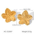 Gedetailleerde afmetingen en gewicht van gouden bloemoorbellen van 3cm bij 3,24cm - Opengewerkte Bloemstijl (HC-E10097)