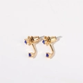 Boucles d'oreilles dorées avec pierre de naissance bleue, cadeau élégant personnalisé - Septembre-Bleu Saphir