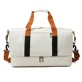 Bolsa de fitness blanca grande con asas naranjas y compartimento para zapatos - Beige Estilo Engrosado (Sin Logo)