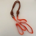 Adjustable brown and orange braided nylon strap with thickened knots and flat webbing - Orange Shoulder Strap