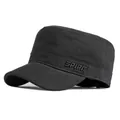 Black canvas cadet cap with 3D SPIRIT embroidery in a minimalist military style - Adjustable / Black