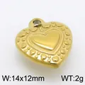Golden heart pendant charm with embossed heart patterns, 14x12mm metal jewelry piece - Gold Heart Style (KLJ4959-Z)
