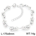 Bracciale a maglie ondulate in acciaio inossidabile argento con ciondoli a sfera, 175x8mm - Stile a Sfera d'Argento Ondulata (KB188225-Z) / Argento
