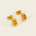 Boucles d'oreilles minimalistes en acier inoxydable doré 18K avec la lettre B - Lettre B