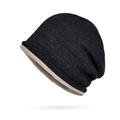 Minimalist black knit beanie with beige lining contrast for winter and autumn - Black With Contrasting Roll Edge