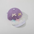 Casquette violette pour enfants avec bordure en dentelle blanche et nœuds colorés - Tête 46-52cm (1-6 Ans) / Violet
