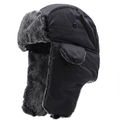 Colbacco invernale antivento con fodera in calda pelliccia sintetica grigia e cinturino - L(58-60cm) / grigio scuro