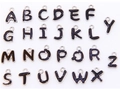 Full set of 26 English A-Z alphabet charms in black enamel with silver metal edges - Alphabet Set (DY147) / Set of 26 / Style 46 White K Black